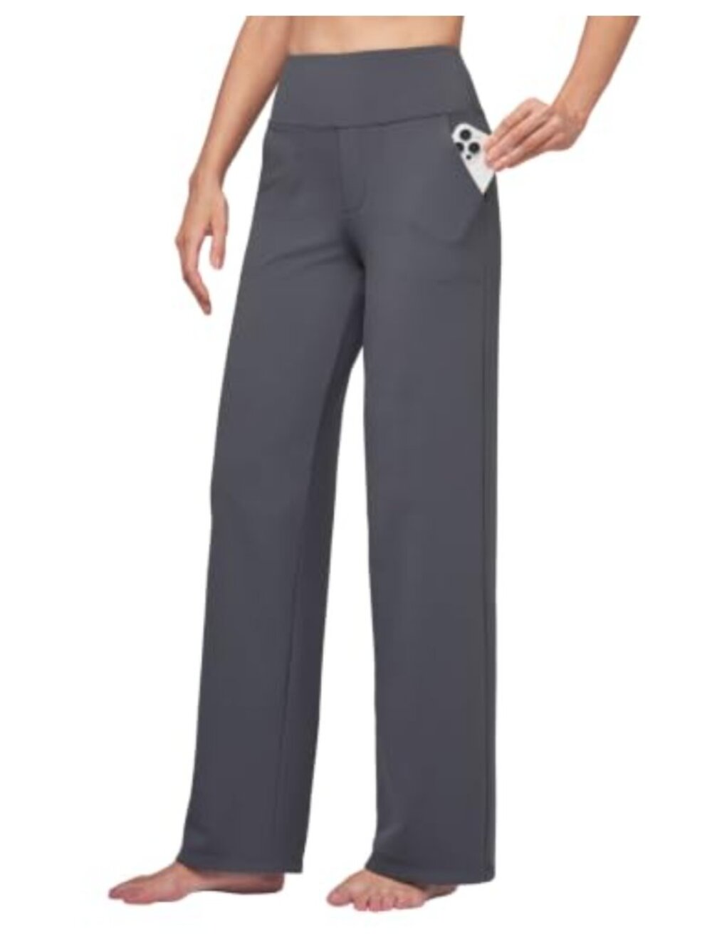 Wide Leg Yoga Pants with Pockets High Waist 27-32" Inseam Stretch Casual Work